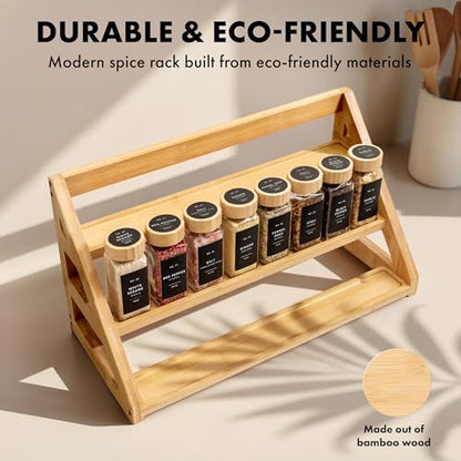 EDELHAUS 3 Tier Bamboo Spice Rack Organizer for Cabinet, Fits 24 Jars - color: Standing Rack