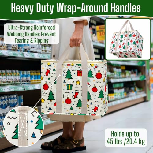 VENO 2 Pack Cooler Bag Insulated Grocery Bags for Food Delivery Heavy Duty - color: Jingle Mix, size: 2 Pack