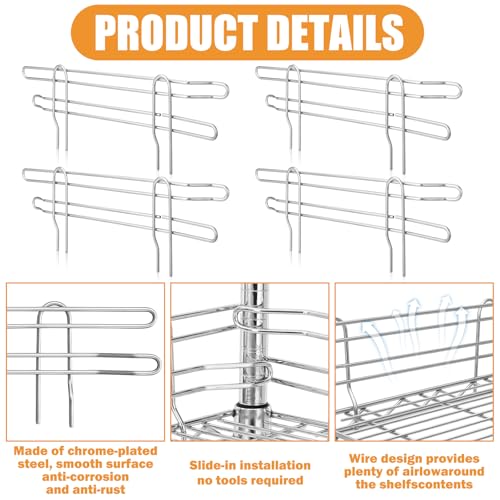 MorningRo 4 Pcs Silver Chrome Wire Shelf Ledge, 14" L x 5" H - color: Silver, size: 14" L X 5" H