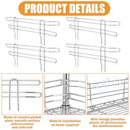 MorningRo 4 Pcs Silver Chrome Wire Shelf Ledge, 14" L x 5" H - color: Silver, size: 14" L X 5" H