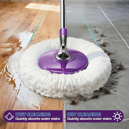 Masthome Spin Mop and Bucket Set,Compact Mop Bucket System with Wringer - color: Purple