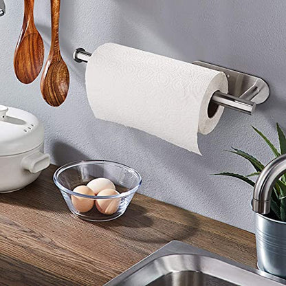 Paper Towel Holders for Kitchen,Paper Towels Bulk- Self-Adhesive Under Cabinet,Both Available in Adhesive and Screws,Stainless Steel - color: Silver