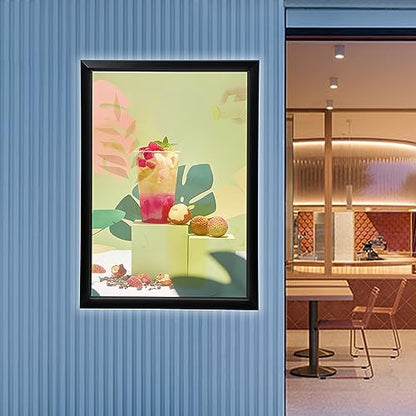 24 x 33 Inch LED Movie Poster Frame Home Theater Wall Mounted Advertising Picture Frame Display Led Light Box Sign Advertising Display - color: Black, size: 24 x 33 Inch