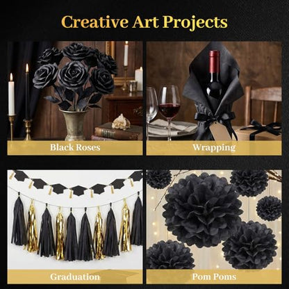 Koogel 330 Sheets Black Tissue Paper, 14 X 10 inches - color: Black