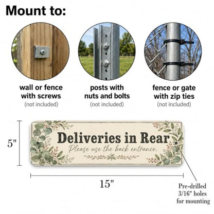 Deliveries in Rear Farmhouse Business Sign - style: Deliveries in Rear