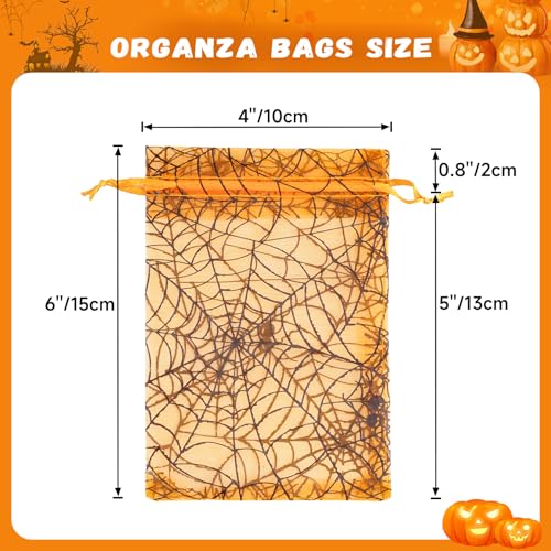 G2PLUS Halloween Organza Bags 50PCS, Orange Sheer Mesh Pouches 4x6 - color: Orange-Halloween