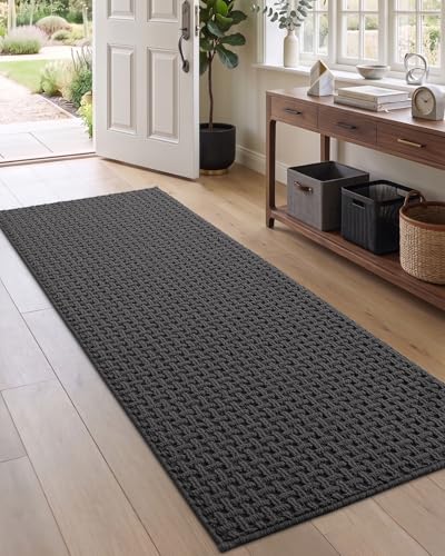 DEXI Hallway Runner Rug 24x72, Non Slip Runner Rugs Washable, Dark Grey - color: Dark Grey, size: 24'' x 72''(Runner)