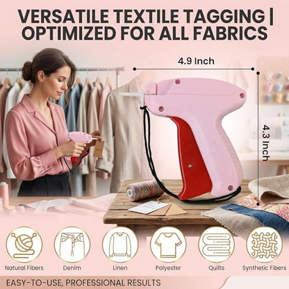 ASEER Micro Stitch Gun No Sew Kit 6 Needles 2000 Fasteners 200 Buttons - color: Pink