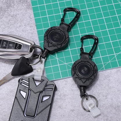 2 Pack Heavy Duty Retractable Badge Reel with ID Card Holder - style: 2 Set Heavy Duty Badge Holder