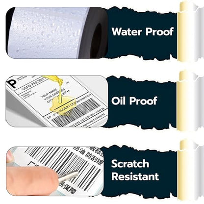 4” x 6” Direct Thermal Labels – 500 Labels (1 Roll, 500 per Roll) Water & Oil Resistant, Permanent Adhesive – Compatible with Zebra, Rollo & Similar Printers (Not for DYMO) (10 Rolls) - size: 10 Rolls