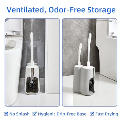 Toilet Brush and Holder Set with Pumice Stone, Toilet Pumice Stone Combo - color: Gray
