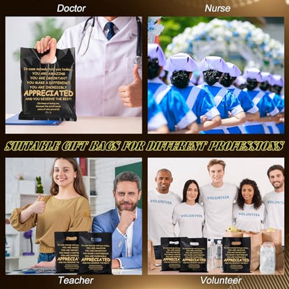 Kolldenn 50 Pcs Employee Appreciation Gift Bags Bulk Black Thank You Bags - color: Black, style: You Are Appreciated