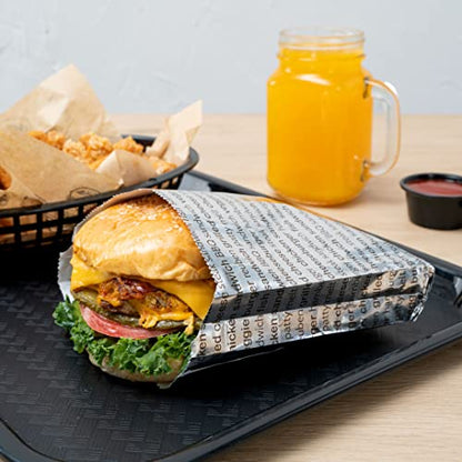Restaurantware Paper Printed Burger Foil Bag, 5.9 x 1.2 x 6.5 In, 100 Pack - size: 6"