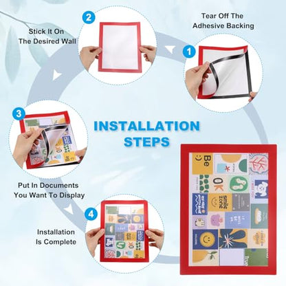 PATIKIL 6 x 8 Inch Magnetic Sign Holder, 12Pcs Self-Adhesive Soft Magnetic Border Wall Mount PVC Picture Frames Document Holder for Wall Window Home Office Store Poster, Silver - color: Silver