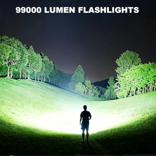 MIXILIN Rechargeable LED Flashlights High Lumens, Super Bright 99000 Lumens Flashlight with 5 Modes, Waterproof Powerful Flash Light Handheld Flashlights for Home Camping Emergencies - 2 Pack