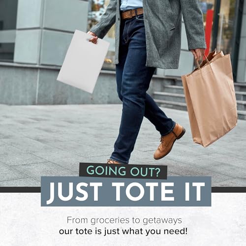 PERFECT TOTE 12-Pack Premium Quality Reusable Shopping Bags Foldable Length 10" X Height 14" | Non-Woven Fabric Garment Bags | Goodie Treat Bag with Die Cut Handle for Shopping Wedding Party