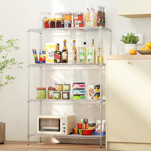 FDW | 4-Tier Wire Shelf | 35" x 13" x 53" | Chrome - color: Chrome, size: 35×13×53