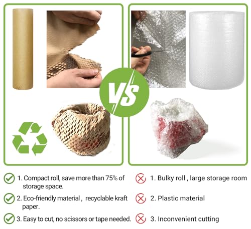 Dish Packing Kit Honeycomb Wrapping Paper and 300 Count Air Pillows for Shipping