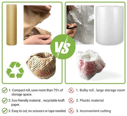 Dish Packing Kit Honeycomb Wrapping Paper and 300 Count Air Pillows for Shipping