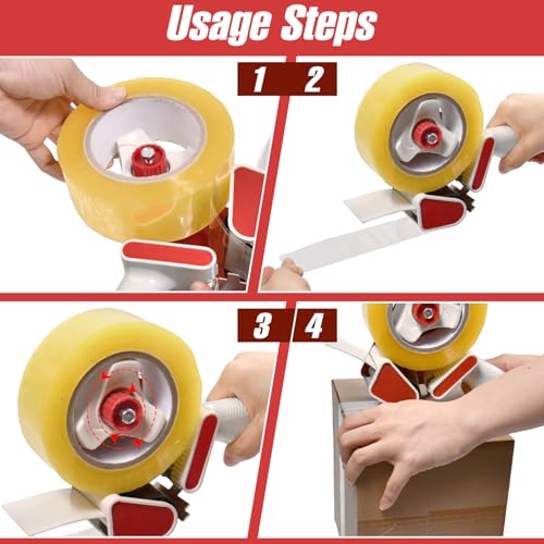 Packing Tape Dispenser Gun Side Loading Tapes Dispenser for 2-Inch Wide Packing Tapes 3-Inch Inner Paper Core, Handheld Sealing Tapes Cutter for Shipping, Moving, Carton and Box Sealing