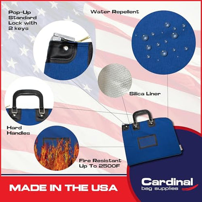 Lockable Fire Resistant Document Bag, Royal Blue - color: Royal Blue
