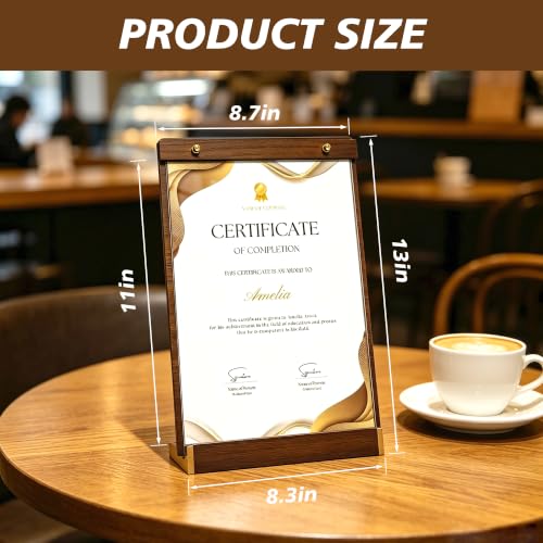 4 Pack 8.5×11 Vertical Tabletop Display Stand with Walnut Base