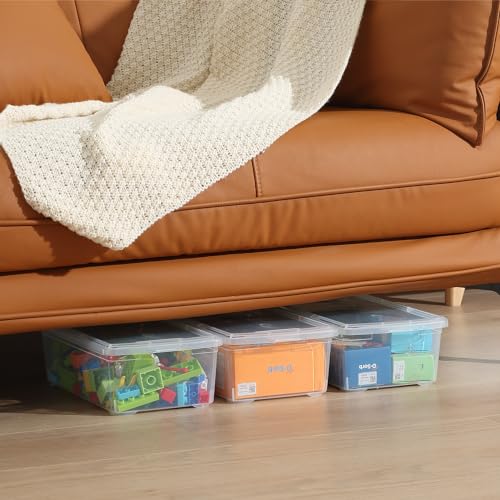 novelinks 12 Pack 6QT Plastic Storage Bins with Lids, Shoe Bins