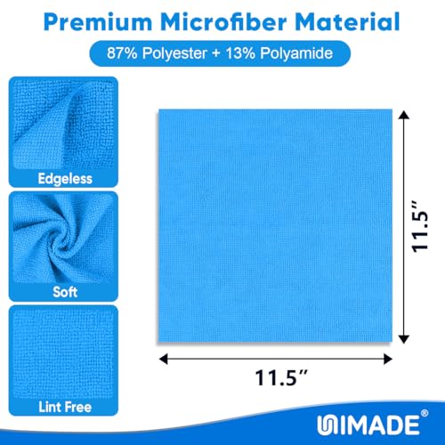UNIMADE Microfiber Cleaning Cloth, 20 Pack Reusable Microfiber Towels - color: Blue, size: 20PK