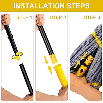 Self-Wringing Twist Mop, Microfiber Floor mop 57" Long Handle, Gray - color: Gray (1 Handle & 1 Mop Head)