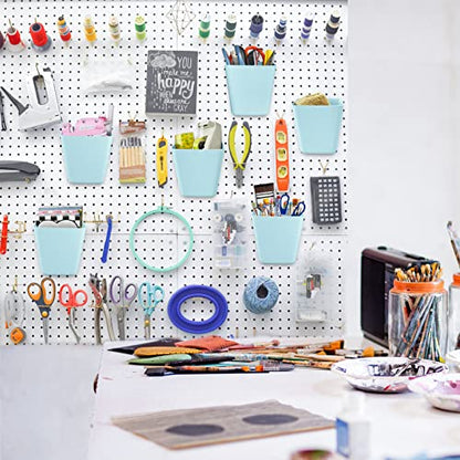 Large Pegboard Cups, 6Pack Peg Board Square Storage Bins With Hooks (Blue) - color: Sky Blue