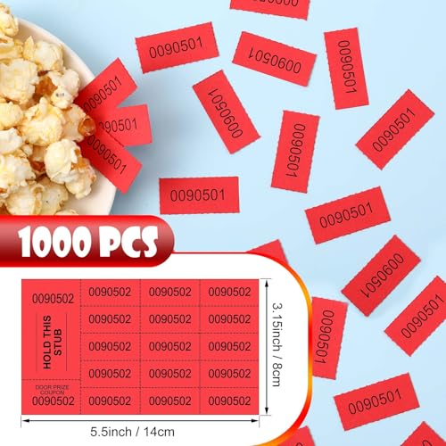 Kosiz 1000 Sheet 15 Bid Raffle Ticket Sheet Bulk Red Chinese Auction Ticket - color: Red, size: 15 Bid