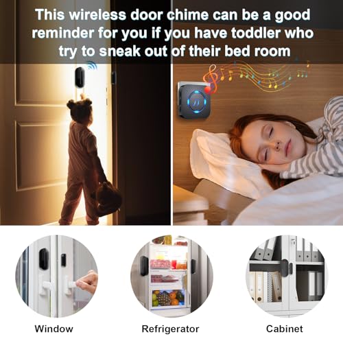 SanJie Door Chime Alarm When Open for Kids Safety, Home and Business - color: 3 Sensors + 1 Receivers Black