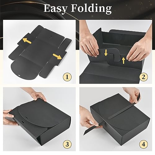 Ocmoiy 12 Pack Black Gift Boxes with Lids, 10.6 x 7.8 x 3.1 Inch - color: Black