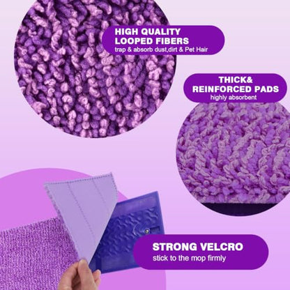 HOMEXCEL Microfiber Mop Pads 10 Pack for Swiffer PowerMop 13"-15" Washable - size: 13''-15''