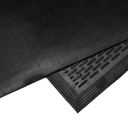Rubber-Cal "Dura-Scraper Linear" Commercial Rubber Entrance Door Mat - 3/8 in x 3 ft x 5 ft - Black - size: 60"L x 36"W x 0.3"Th