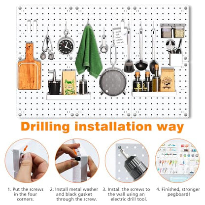 6Pcs Pegboard, Peg Board, Pegboard Wall Organizer, Mount Display Pegboard Kits fit Pegboard Storage, Small Pegboard for Craft Room Garage Kitchen, Peg boards for Walls - White Pegboards Panels