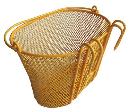 Basket with Hooks, Front, Removable, Wire mesh Small, Kids Bicycle Basket - color: Yellow/Orange