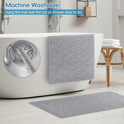 Non-Slip Rubber Bathtub Mat with Suction Cups, 16 × 28 Inch (Gray) - color: Gray, size: 28" x 16" (Rectangular)
