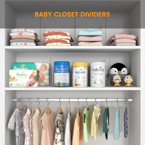 OKPOW Acrylic Shelf Dividers for Closet Organization: 8 Pack Durable Clear Shelves Separators for Clothing Adjustable 12" Tall x 10" Deep - size: 12" Tall x 10" Deep