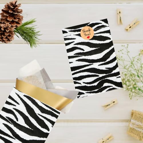 Novel Box 100 Pack Zebra Print Flat Merchandise Bags 6x9 in - color: Zebra Print, size: 6" x 9" Inches