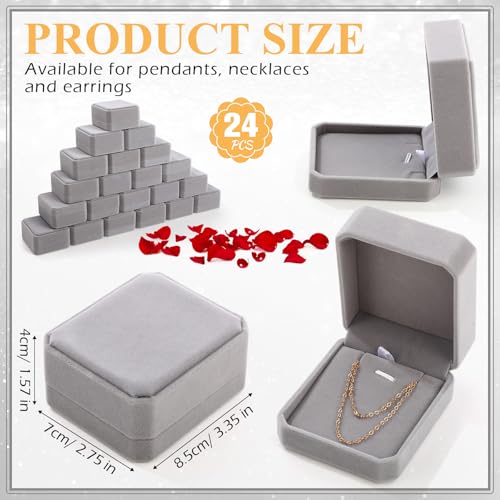 Sureio 24 Pcs Velvet Jewelry Gift Boxes Bulk Grey - color: Grey