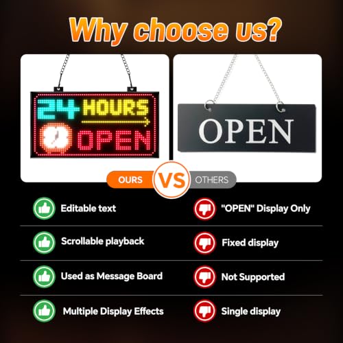 KJOY Dual Row LED Open Sign, 20"x12",APP Built-in Multiple Open Effects,Bluetooth Control,Programmable Electric Scrolling Display with Remote for Business Store Bar Hotel - size: 20''x12''