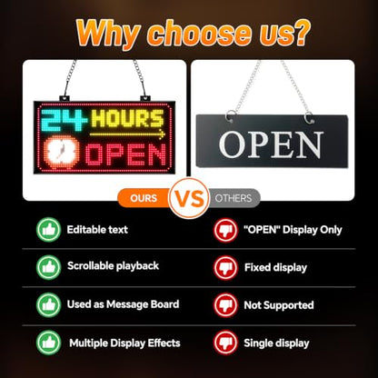 KJOY Dual Row LED Open Sign, 20"x12",APP Built-in Multiple Open Effects,Bluetooth Control,Programmable Electric Scrolling Display with Remote for Business Store Bar Hotel - size: 20''x12''