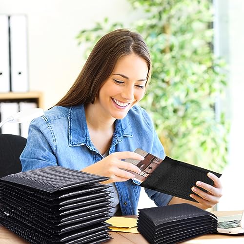 Henoyso 100 Pcs Black Bubble Mailer 4 Sizes Self Adhesive Padded Envelopes - color: black