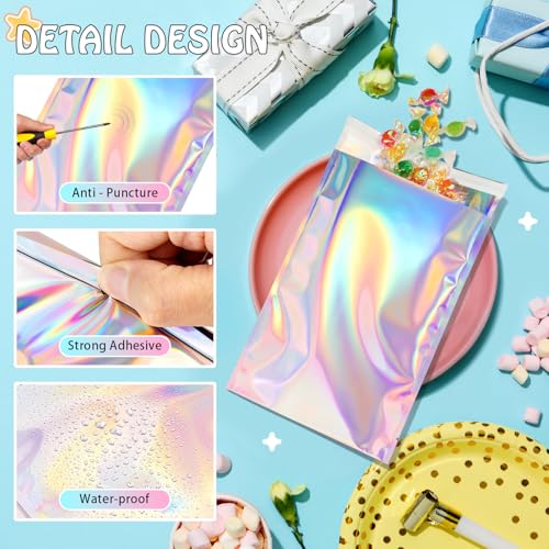 FUNFERY 6.3x9.4in Holographic Mylar Poly Mailers Self Sealing Adhesive Bag - color: Holographic Self Adhesive-100P, size: 6.3x9.4 inch
