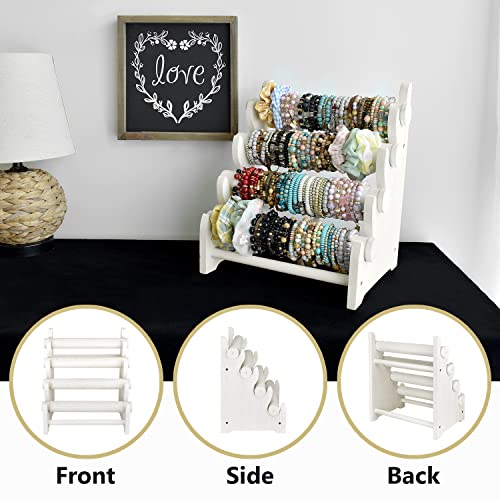Ikee Design 2pcs Wood Rotating Jewelry Display Necklace Bracelet Holder - color: Wash White, 2 Pieces