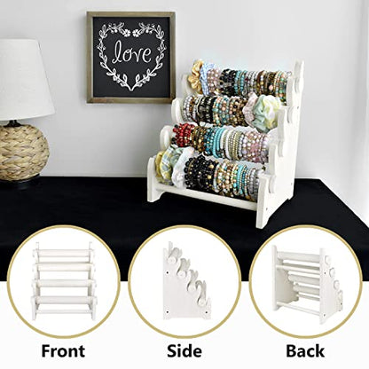 Ikee Design 2pcs Wood Rotating Jewelry Display Necklace Bracelet Holder - color: Wash White, 2 Pieces