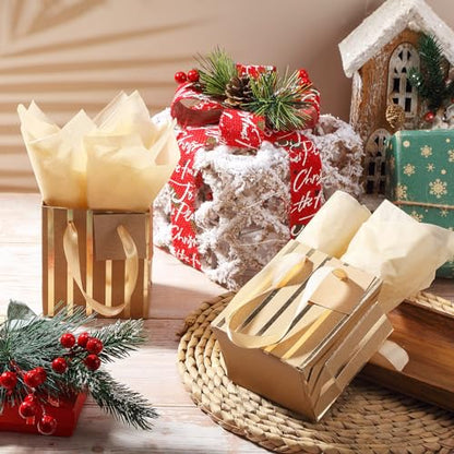 Tenare 12 Pcs Small Gift Bags Bulk,7 x 4 x 9 Inch,Brown Gold - color: Brown Gold, size: 7 x 4 x 9 Inch