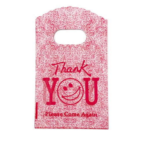 Joyhey 100 Count 3.5" x 5.9" Small Plastic Merchandise Bags, Gift Bags - Red Thank You - color: Red thank you
