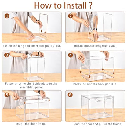 Stackable Acrylic Display Case,Clear Storage Bins with Lid for Collectibles - size: 5pack